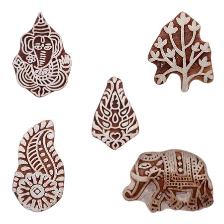 Set of 5 Piece New Mix Wooden Printing Blocks